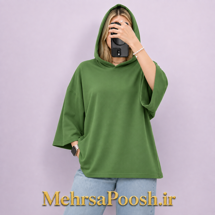 103_TS_تیشرت باکسی کلاه دار