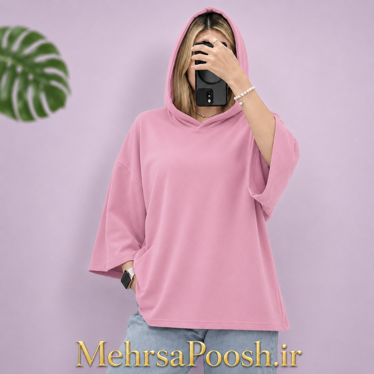 103_TS_تیشرت باکسی کلاه دار