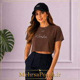 تیشرت کراپ زنانه طرح Camila Lima یقه گرد نخی
