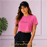 تیشرت کراپ زنانه طرح Camila Lima یقه گرد نخی